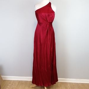 Laundry by Shelli Segal Asymmetrical Silk Gown Red Size 2